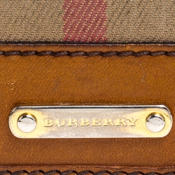 Pre Owned Burberry Brown/Beige House Check Fabric and Leather Leighton Continental Wallet
