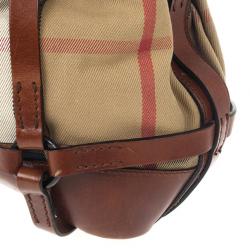 Pre Owned Burberry Brown Leather Bridle House Check Hobo