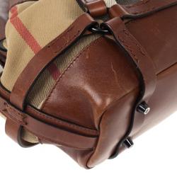 Pre Owned Burberry Brown Leather Bridle House Check Hobo