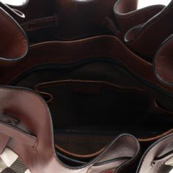 Pre Owned Burberry Brown Leather Bridle House Check Hobo