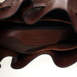 Pre Owned Burberry Brown Leather Bridle House Check Hobo