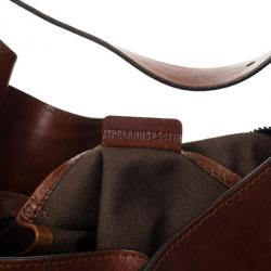 Pre Owned Burberry Brown Leather Bridle House Check Hobo