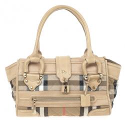 مملوكة مسبقًا Burberry Quilted House Check Manor Satchel