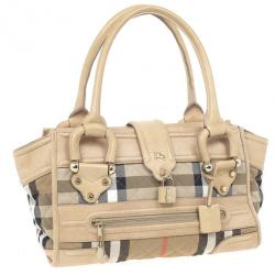مملوكة مسبقًا Burberry Quilted House Check Manor Satchel