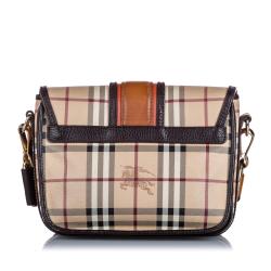 Pre Owned Burberry Brown Haymarket Check Canvas Crossbody Bag