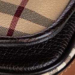 Pre Owned Burberry Brown Haymarket Check Canvas Crossbody Bag