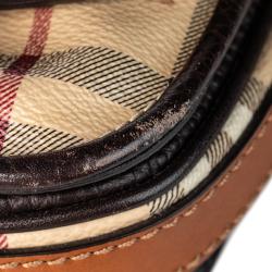 Pre Owned Burberry Brown Haymarket Check Canvas Crossbody Bag