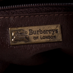 Pre Owned Burberry Beige/Brown Haymarket Check Canvas and Leather Drawstring Bucket Bag