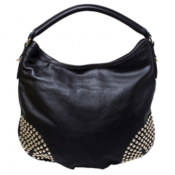 Burberry Dark Brown Leather Studded Hobo