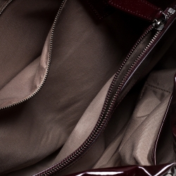 Pre Owned Burberry Beige/Maroon Nova Check Coated Canvas and Patent Leather Drawstring Hobo