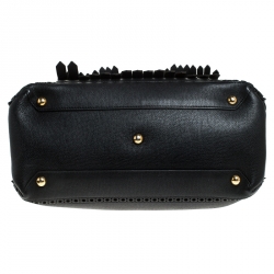 Pre Owned Burberry Black Leather Brogues Banner Fringe Tote