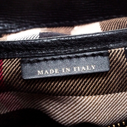 Pre Owned Burberry Black Leather Brogues Banner Fringe Tote