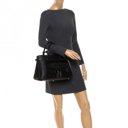 Pre Owned Burberry Black Leather Brogues Banner Fringe Tote