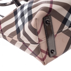 Pre Owned Burberry Beige/Metallic Nova Check PVC and Patent Leather Shopper Tote