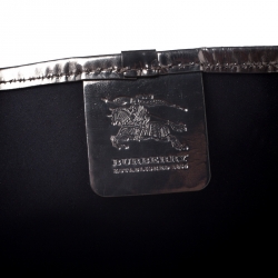 Pre Owned Burberry Beige/Metallic Nova Check PVC and Patent Leather Shopper Tote