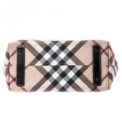 Pre Owned Burberry Beige/Metallic Nova Check PVC and Patent Leather Shopper Tote