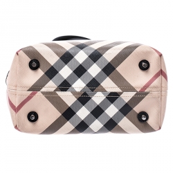 Pre Owned Burberry Beige/Black Nova Check Coated Canvas and Patent Leather Tote