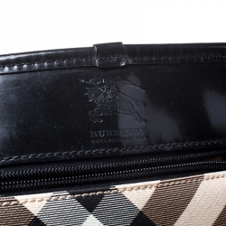 Pre Owned Burberry Beige/Black Nova Check Coated Canvas and Patent Leather Tote