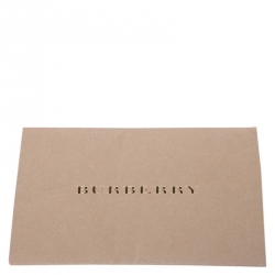 Pre Owned Burberry Burgundy Leather and House Check Fabric Small Banner Tote