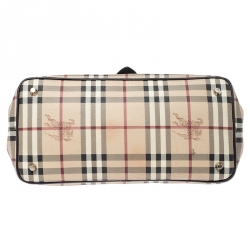 مملوكة مسبقًا Burberry Beige/Dark Brown Haymarket Check Coated Canvas Shoulder Bag