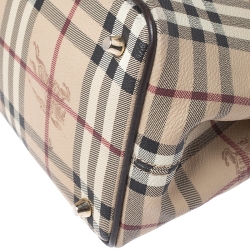 مملوكة مسبقًا Burberry Beige/Dark Brown Haymarket Check Coated Canvas Shoulder Bag