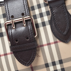 مملوكة مسبقًا Burberry Beige/Dark Brown Haymarket Check Coated Canvas Shoulder Bag