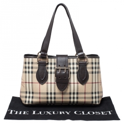 مملوكة مسبقًا Burberry Beige/Dark Brown Haymarket Check Coated Canvas Shoulder Bag