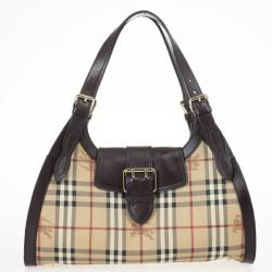 Pre Owned Burberry Haymarket Check Satchel