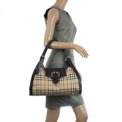 Pre Owned Burberry Haymarket Check Satchel