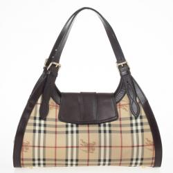 Pre Owned Burberry Haymarket Check Satchel