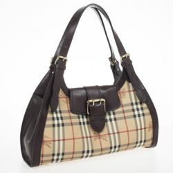 Pre Owned Burberry Haymarket Check Satchel