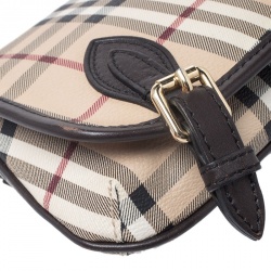 Pre Owned Burberry Beige/Brown Haymarket Check Coated Canvas Sholuder Bag