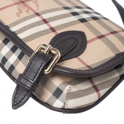 Pre Owned Burberry Beige/Brown Haymarket Check Coated Canvas Sholuder Bag