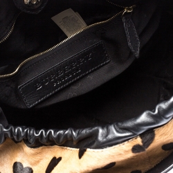 Pre Owned  Burberry Black/Brown Heart Print Leather and Calfhair Dinton Satchel