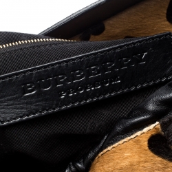 Pre Owned  Burberry Black/Brown Heart Print Leather and Calfhair Dinton Satchel