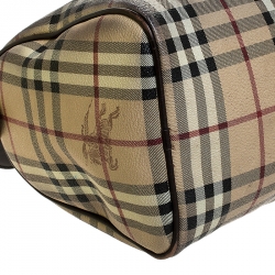 Burberry Beige/Brown Haymarket Check Coated Canvas and Leather Boston Bag
