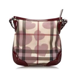 Pre Owned Burberry White/Red Supernova Check Canvas Hearts Crossbody Bag
