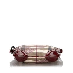 Pre Owned Burberry White/Red Supernova Check Canvas Hearts Crossbody Bag