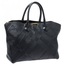 Pre Owned Burberry Black Leather Medium Dewsbury Tote 