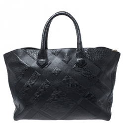 Pre Owned Burberry Black Leather Medium Dewsbury Tote 
