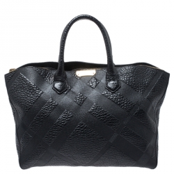 Pre Owned Burberry Black Leather Medium Dewsbury Tote 