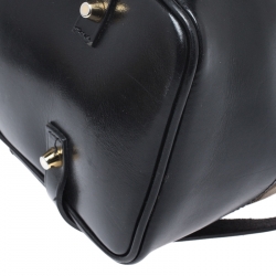 Pre Owned Burberry Black House Check Fabric Bridle Whipstitch Tote