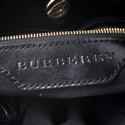 Pre Owned Burberry Black House Check Fabric Bridle Whipstitch Tote