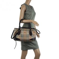 Pre Owned Burberry Haymarket Check Convertible Tote