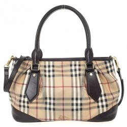 Pre Owned Burberry Haymarket Check Convertible Tote