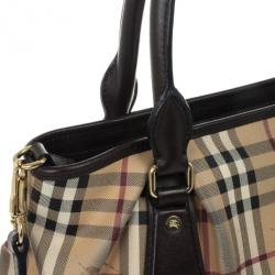 Pre Owned Burberry Haymarket Check Convertible Tote
