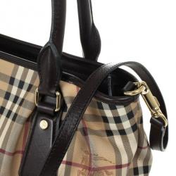 Pre Owned Burberry Haymarket Check Convertible Tote