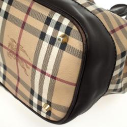 Pre Owned Burberry Haymarket Check Convertible Tote
