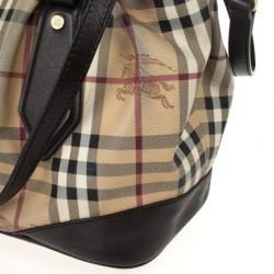 Pre Owned Burberry Haymarket Check Convertible Tote