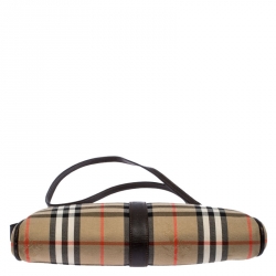 Pre Owned Burberry Beige/Brown Haymarket Check Canvas and Leather Crossbody Bag